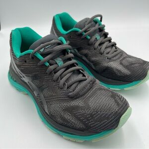Asics Women Gel Nimbus 19 LIte Teal Grey Running Sneakers Shoes sz 7.5